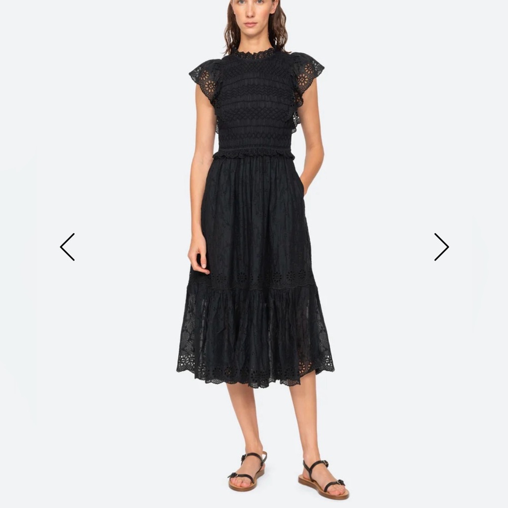 Sea New York Black Lace Midi Dress